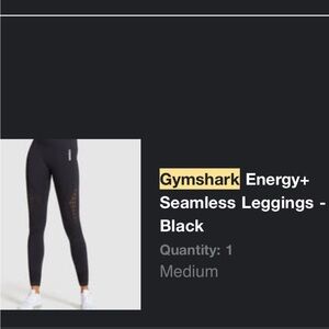 Gymshark Energy+ Medium leggings Black
